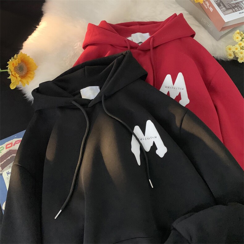 发泡印花连帽卫衣男女秋冬季新款美式潮牌宽松情侣外套WY4311-P40图片