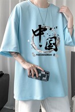 HT73134-P22华夫格t恤男短袖男大码五分袖短句风，男装T恤，电商A040