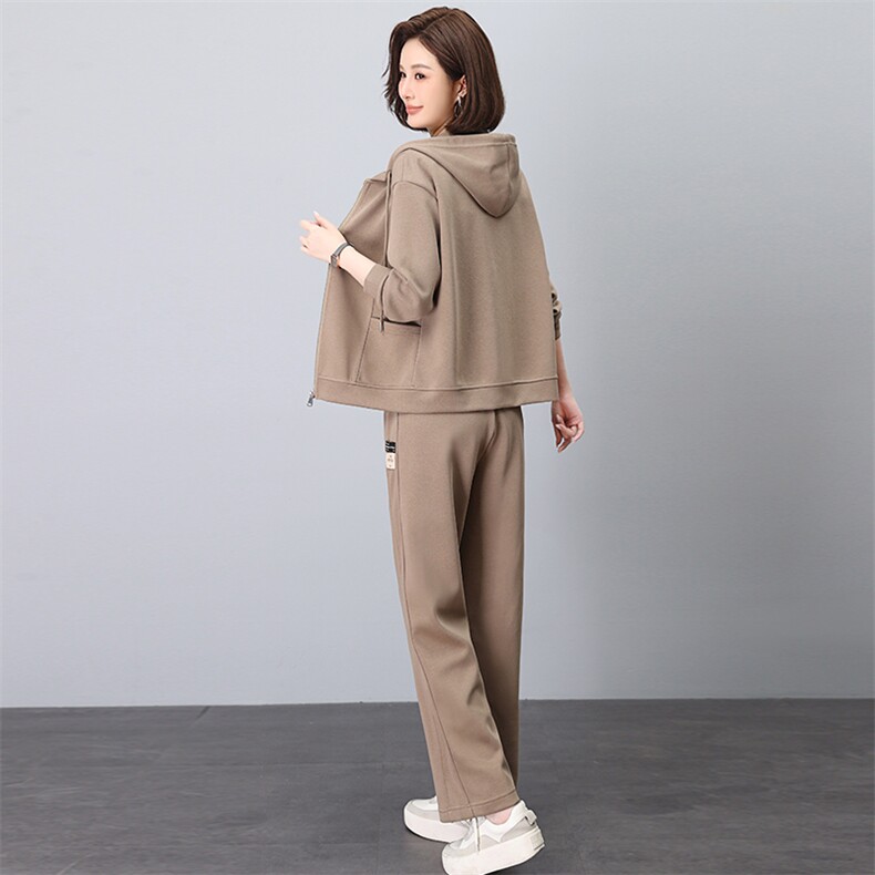 运动套装女春秋穿搭2024新款秋装搭配一整套妈妈开衫卫衣女两件套,女装套装/套裙,依恋蒂丝