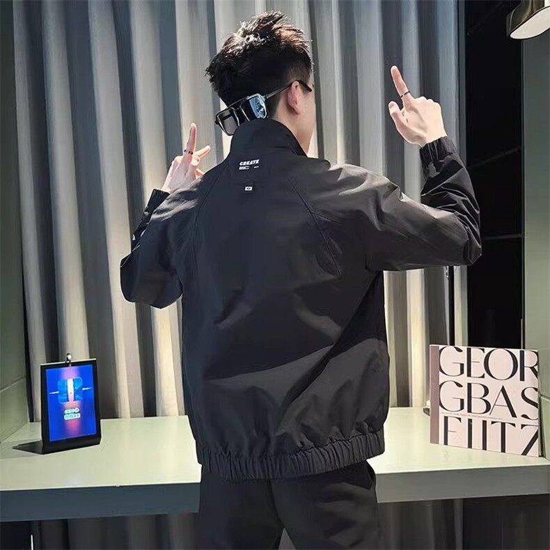 外套男款高级感痞帅春秋季2025新款潮牌男装外衣潮流百搭立领夹克,男装夹克,星座506A