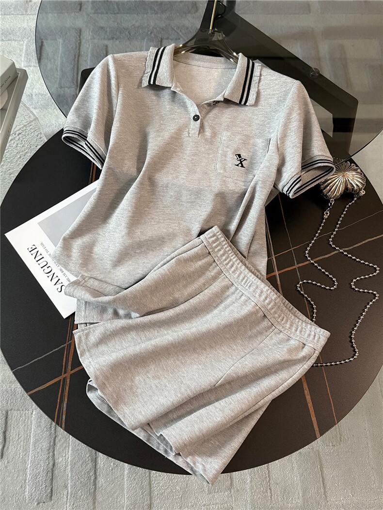 网红时尚套装裙女夏新款修身显瘦刺绣小马短袖上衣裤裙两件套,女装套装/套裙,江南