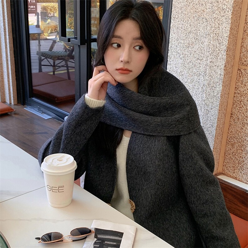 高级感慵懒风30%绒双面呢大衣经典百搭显瘦长款外套,女装双面呢大衣,乾庄羊绒