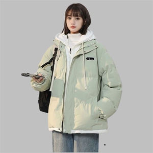 棉服女面包服外套女棉衣棉袄女假两件羽绒棉服冬季保暖新款图片