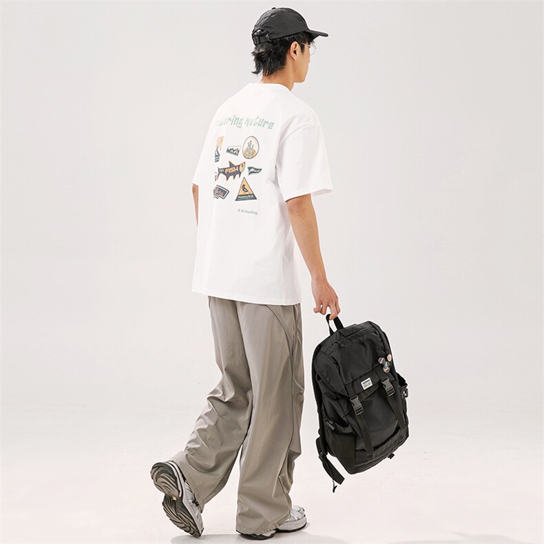 2025夏季新款男装日系潮牌纯棉印花圆领宽松短袖休闲T恤T960-F41,男装T恤,电商A101（原外27）