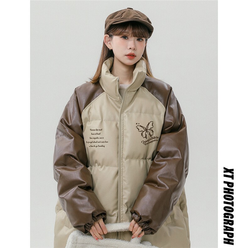 中性风 23新款冬季时尚百搭PU皮加厚棉服外套MY65203P125控168图片