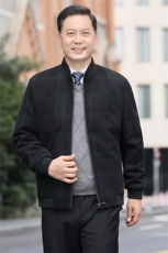 男士2023年秋季新款长袖商务休闲夹克中老年立领宽松免烫外套男装，男装夹克，电商B212（原钱塘6029）