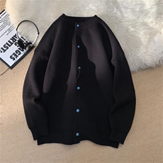 二开M2801-特P60光板纯色针织开衫男士韩系休闲情侣装毛衣外套男，男装针织衫/毛衣，电商D310B