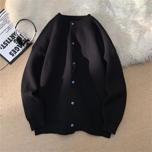 二开M2801-特P60光板纯色针织开衫男士韩系休闲情侣装毛衣外套男图片
