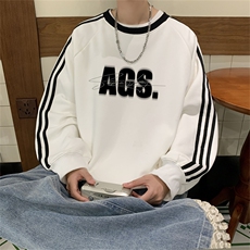 美式三杠条纹复圆领卫衣秋冬男女宽松长袖SW2475-P45控6850棉，男装卫衣，电商B370
