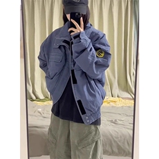 藏蓝色帆布外套底特律工装飞行员夹克棒球服JK783特P97，男装夹克，星座908-1