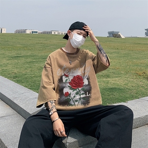 水洗做旧短袖美式复古重磅大码潮牌朋克暗黑T恤xz301B-JB5257-P35图片