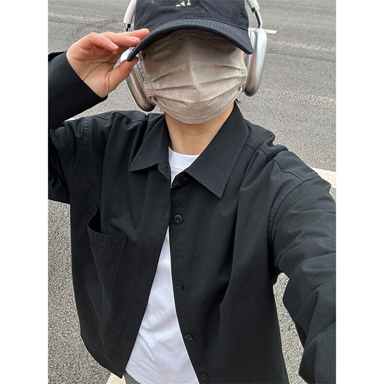 棉纯棉衬衫成衣水洗休闲韩版美式衬衫宽松纯色衬衣GC27-P35,男装衬衫,星座301C-5