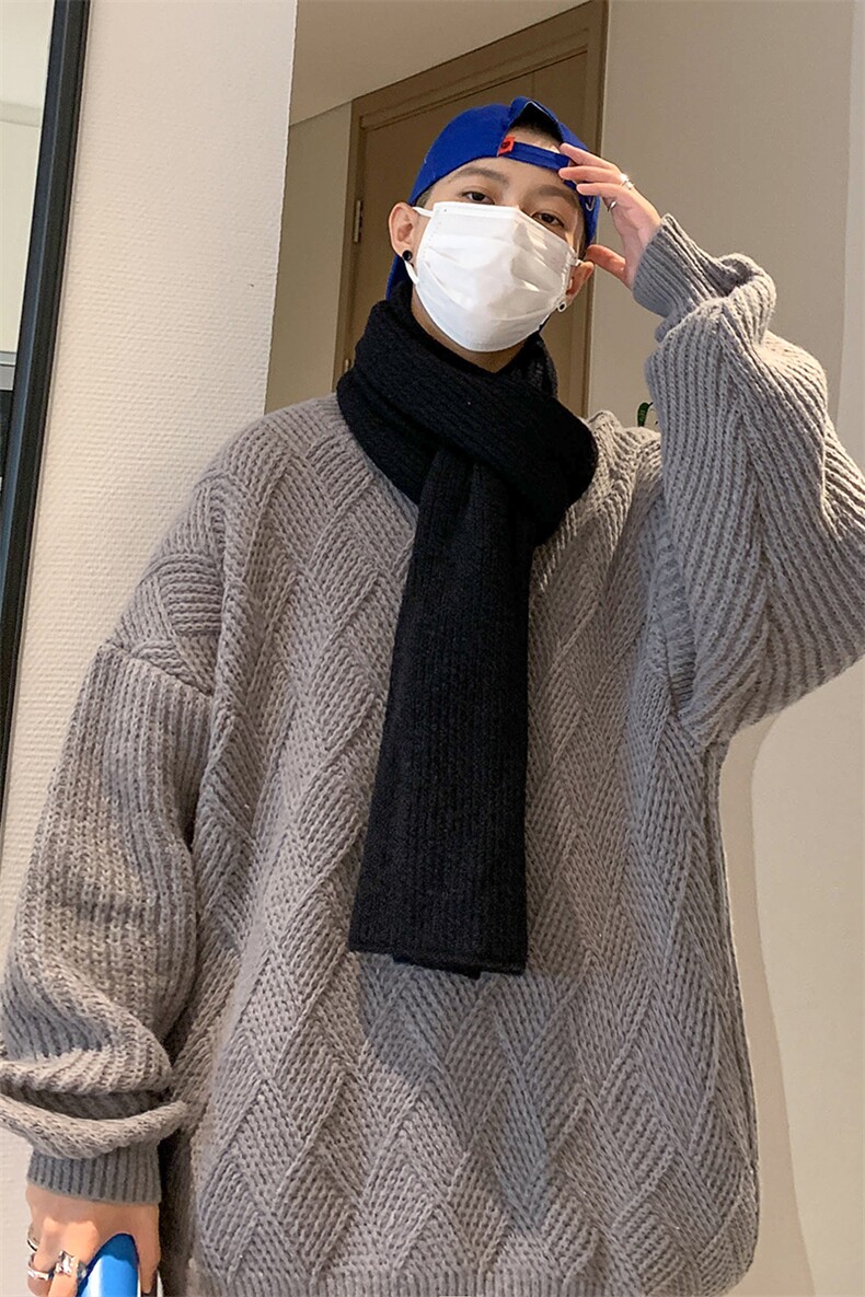 2021个性针织衫宽松毛衣男圆领纯色柔软潮流35109P68控88,男装针织衫/毛衣,星座517A-1