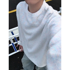 WY10156-特批40控78新款圆领简约套头宽松大码卫衣糯米衣服男，男装卫衣，电商A059