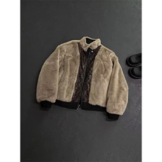 冬季美式拼蛇皮纹PU皮棉衣ing短款保暖夹克座山雕棉服男女款，男装夹克，星座506A