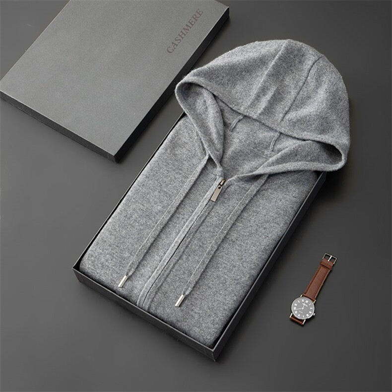 高品质男士羊绒连帽衫简约时尚保暖舒适，男装羊绒套衫，台绒羊绒