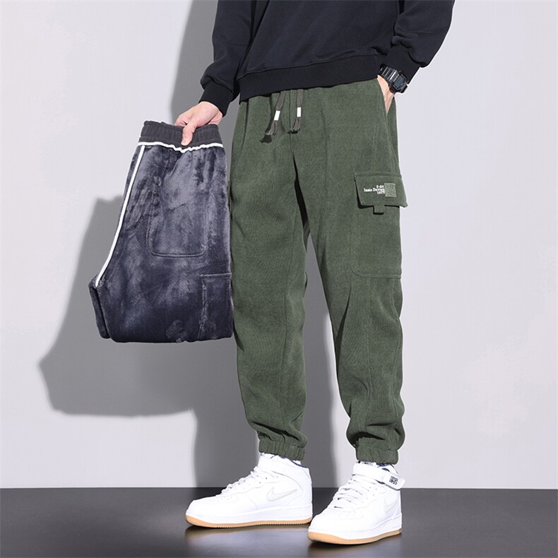 美式工装裤男士秋冬季宽松束脚博澳绒休闲卫裤Z2355-P45/加绒P50,男装休闲裤,星座509