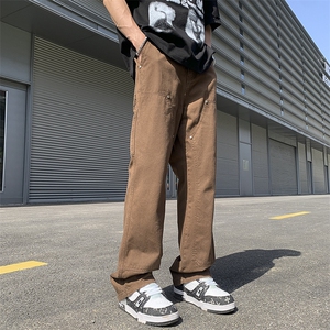 夏季美式高街vibe铆钉伐木裤男款宽松直筒休闲工装裤D0987  P55图片