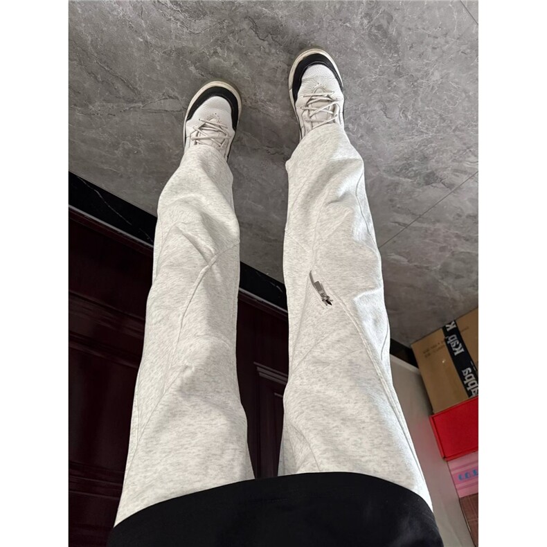 现货白灰色美式直筒弯刀休闲卫裤男K335特P35,男装休闲裤,星座205-3