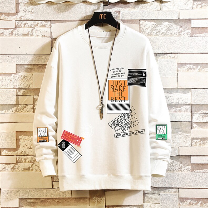 S6121-P28加绒款-P33秋季圆领卫衣男大码韩版宽松长袖外套砖墙，男装卫衣，电商A040A