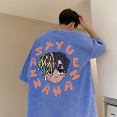 抖音供货、10万现货印花款230克水洗棉短袖T恤D223A-ST2374-P35，男装T恤，电商019-1