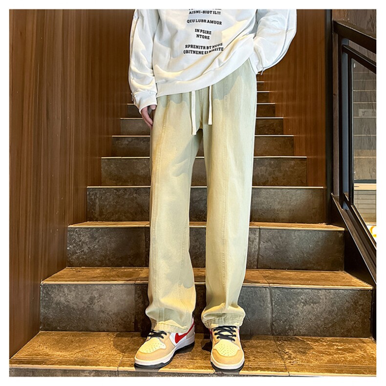 K1223-p35-控58 oversize cleanfit牛仔裤褶皱直筒裤老爹裤长裤图片