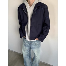 美式短款cleanfit垫肩外套男款秋冬小众设计感翻领正肩夹克，男装针织衫/毛衣，四季星座505