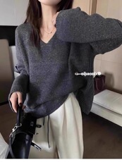 2024秋装新款简约时尚显瘦套头女士针织打底上衣潮，女装羊毛衫，思途羊绒