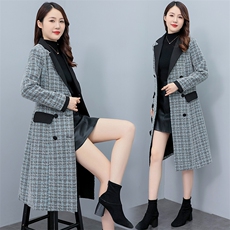 毛呢外套女中长款秋冬装2022年新款韩版修身格子呢子大衣英伦风，女装毛呢外套，尚洛菲