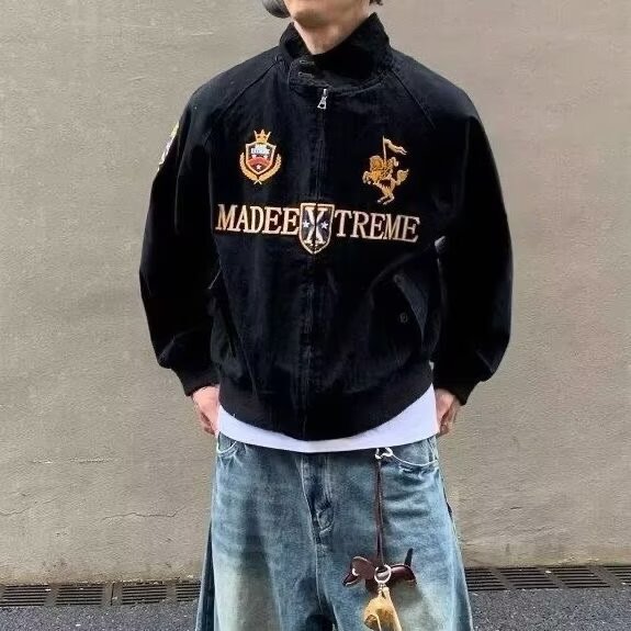 WT95-P71春秋季韩版时髦复古学院cleanfit刺绣短款夹克男士宽松,男装夹克,电商B323A