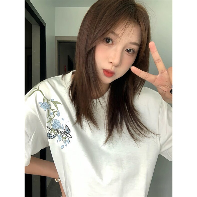 万针全刺绣解构设计260克重磅双纱纯棉高品质美式高街短袖T恤特35,男装T恤,电商A486-1