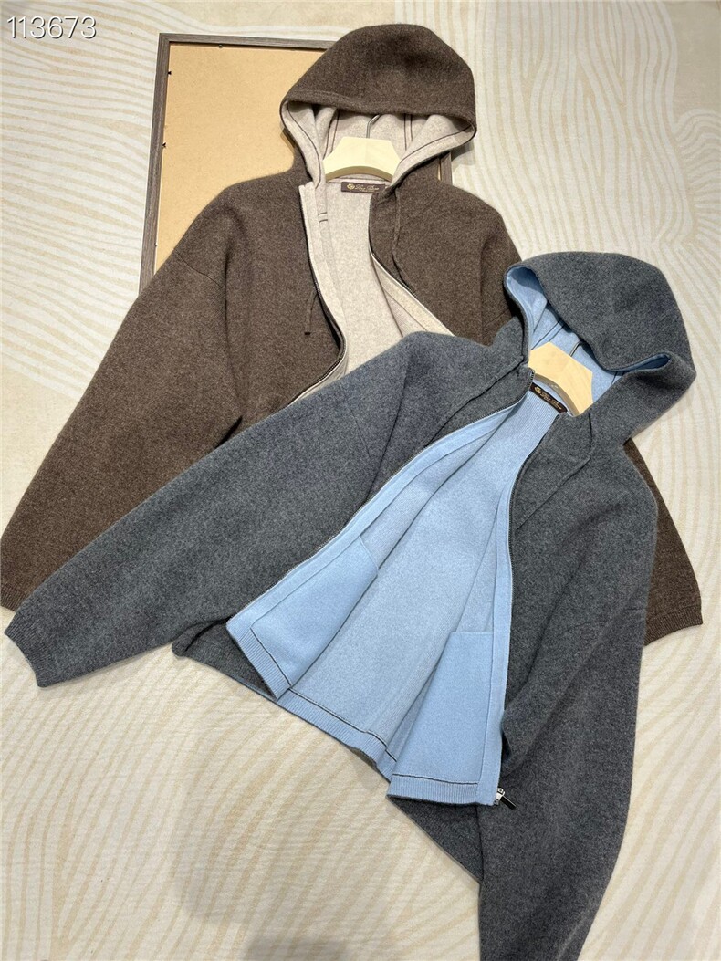 秋冬新款连帽纯山羊绒开衫女宽松慵懒风拉链双层卫衣外套帽衫,女装羊绒衫,五色羊羊绒