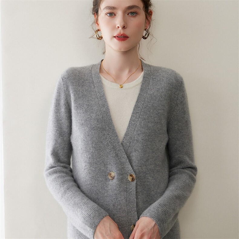 上身超舒服！高端纯山羊绒衫女士V领修身打底毛衣显瘦长袖针织衫，女装羊绒衫，绒又羊绒