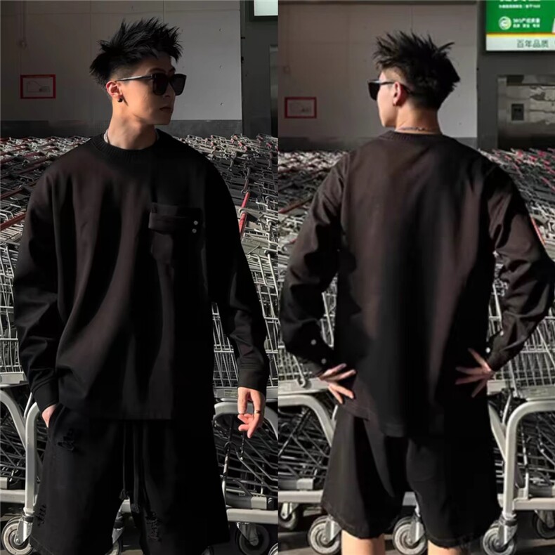 TP31-特P18美式极简重磅打底衫男士百搭长袖T恤，男装T恤，星座1501-3