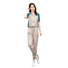 现货2022年夏季时尚气质拼色两件套休闲套装，女装套装/套裙，艾仟回(原伊仟回)