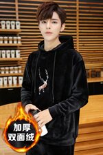 港风刺绣加绒加厚休闲情侣卫衣运动春冬装两件套男套装W184/P110，男装卫衣，星座608A