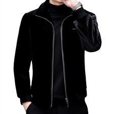 新款中青年男式翻领外套金貂绒保暖休闲夹克外套SNNJDR11807-P350，男装夹克，电商B212（原钱塘6029）