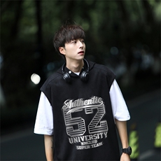 麂皮绒连帽背心坎肩男T恤美式港风JLB3179-P30控48，男装背心/马甲，电商B370