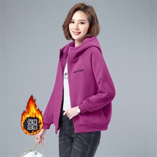 拉链卫衣外套女长袖2024春秋季新款韩版宽松妈妈短款薄款连帽开衫，女装卫衣/绒衫，3200格调
