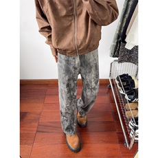 B221美式ins高街暗黑宽松直筒迷彩牛仔裤LK24405-特P45控78，男装牛仔裤，电商B221