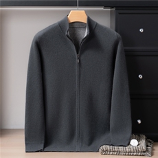 2025年秋季长袖青春流行圆领拉链加厚开衫，男装针织衫/毛衣，戎禾素
