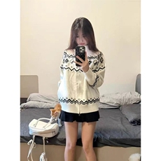 秋冬季美式费尔岛民族风花瓣宽松休闲慵懒高级感开衫毛衣男女同款，男装针织衫/毛衣，星座506A