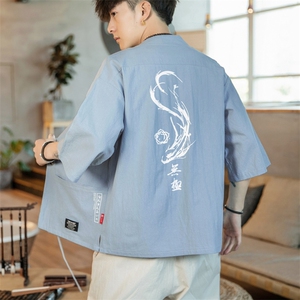 F70 P45 咖啡厅2024春夏装新款风大码宽松七分袖汉服开衫外套图片