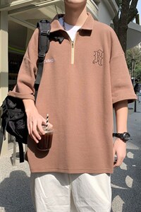 新款优品男士华夫格短袖刺绣字母透气宽松上衣PL3309-P36,男装T恤,星座717