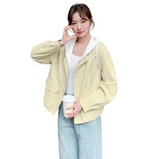档口现货/连帽款撞色假两件蛋白皮PU皮衣外套2C233-903-P160-K258，女装皮衣，2C233