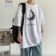 宽松五分袖男韩版潮流短袖t恤ins夏季学生百搭帅气半袖衣服T31-20，男装T恤，星座1008-2