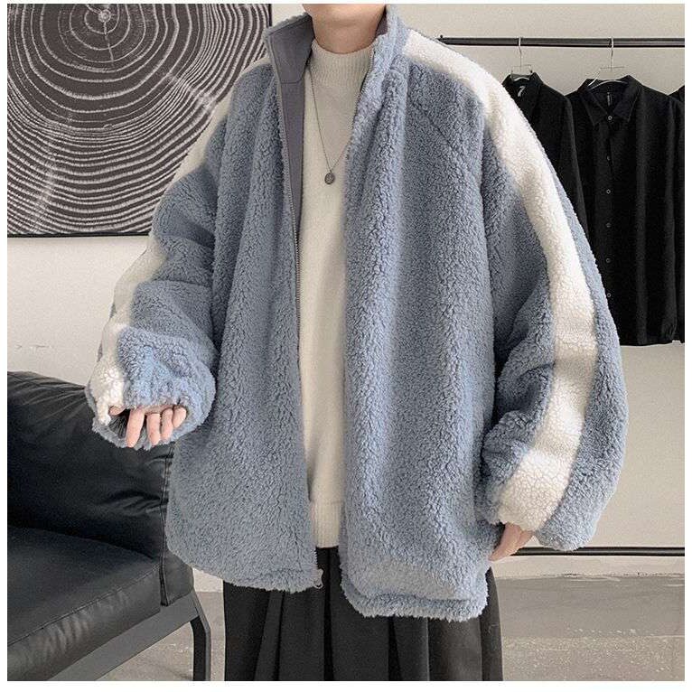 两面穿羊羔毛外套男冬季棉衣加绒加厚棉服潮MG37-P80,男装棉衣,星座208-5
