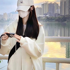 奶系纯色卫衣女2025春秋款连帽开衫加绒秋冬季外套，女装短外套，星座506A