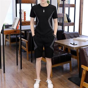 男士冰丝短袖T恤潮流休闲运动套装男装夏装一套衣服帅气T719-P50图片