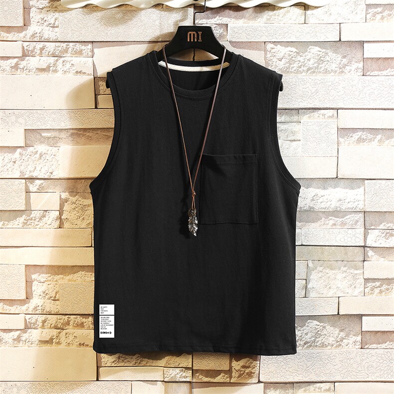 BX27045-P25港风运动口袋背心男大码汗衫男无袖T恤男，男装背心/马甲，电商A040A